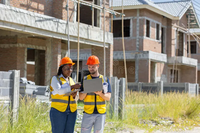African-American women collaborating at construction site